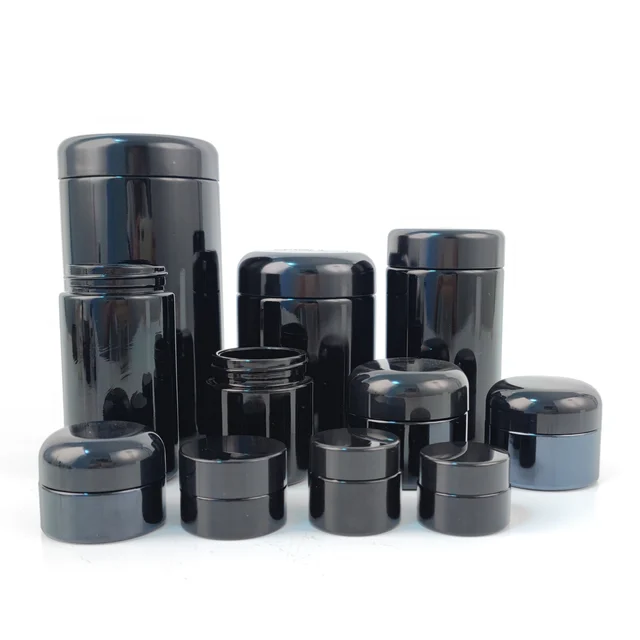 Hot Sale Empty 10ml 15ml 20ml 30ml 50ml 100ml 200ml 250ml 500ml UV Glass Jar/Smell-Proof Ultraviolet Storage UV Stash Jar Conta