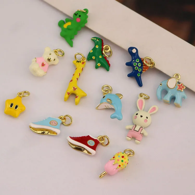 100PCS Cute Cartoon Resin Charms Bulk Set - 3D Animal Pendants For DIY Jewelry Making