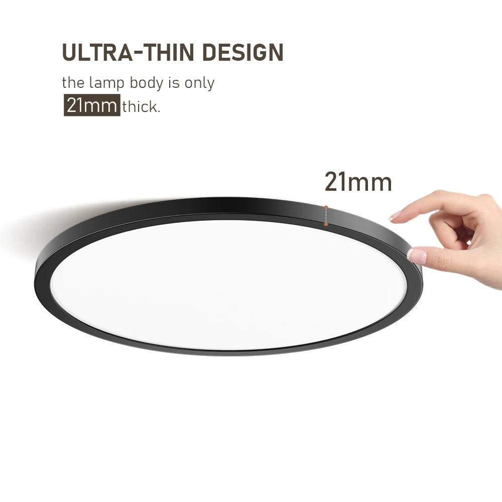 Ultra-Thin 3CCT Changeable 3000k/4000k/6000k LED Ceiling Light Modern Flush Mount Lamp for Home Office Indoor Lighting