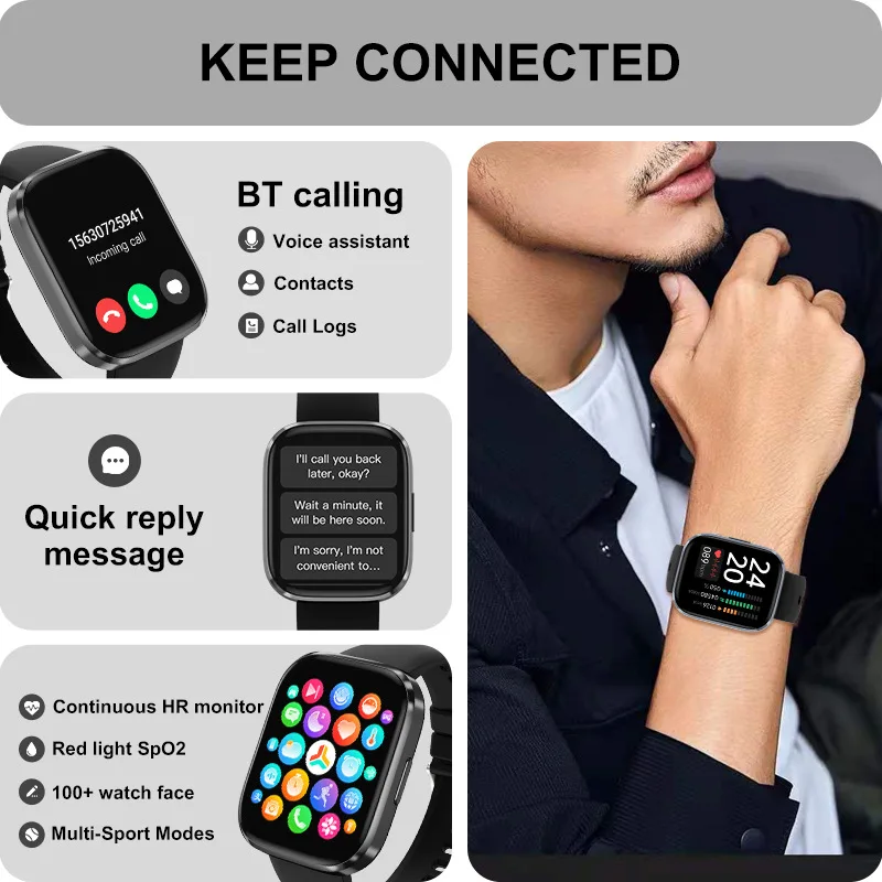 2024 Fashion Smart Watch T33C Wearable Devices Smart Watch Blood Pressure  Monitor BT Calling Smart Watch with BP Monitor