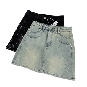 Boutique Wholesale Summer New Fashionable Natural Waist Slimming A-line Breathable Nonwoven Denim Women's Half Skirt