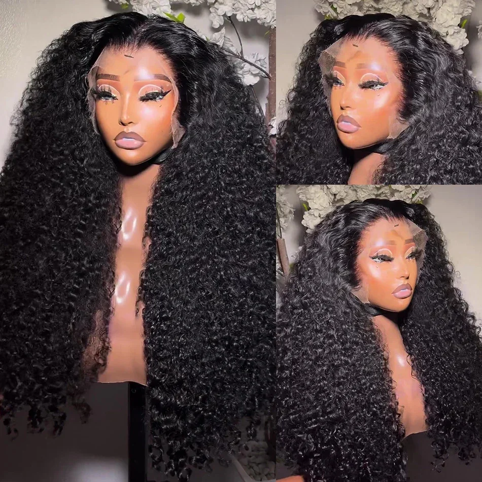 250 % Dichte, lockere, tief gewellte Lace-Frontal-Perücke, brasilianisches Remy-Echthaar, lockige Lace-Front-Perücke für Frauen_voghion.com