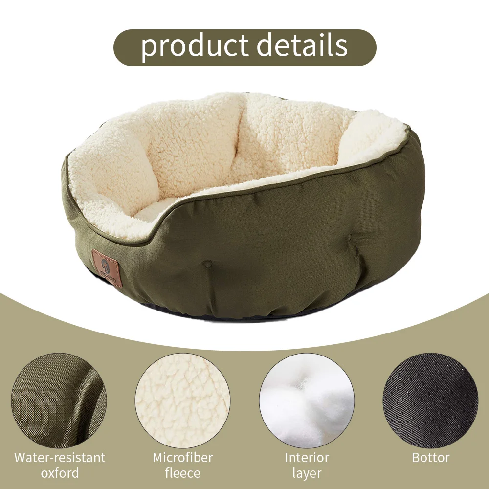 Custom made non slip fluffy color round pet cat sleeping luxury dog bed for small dogs supplier