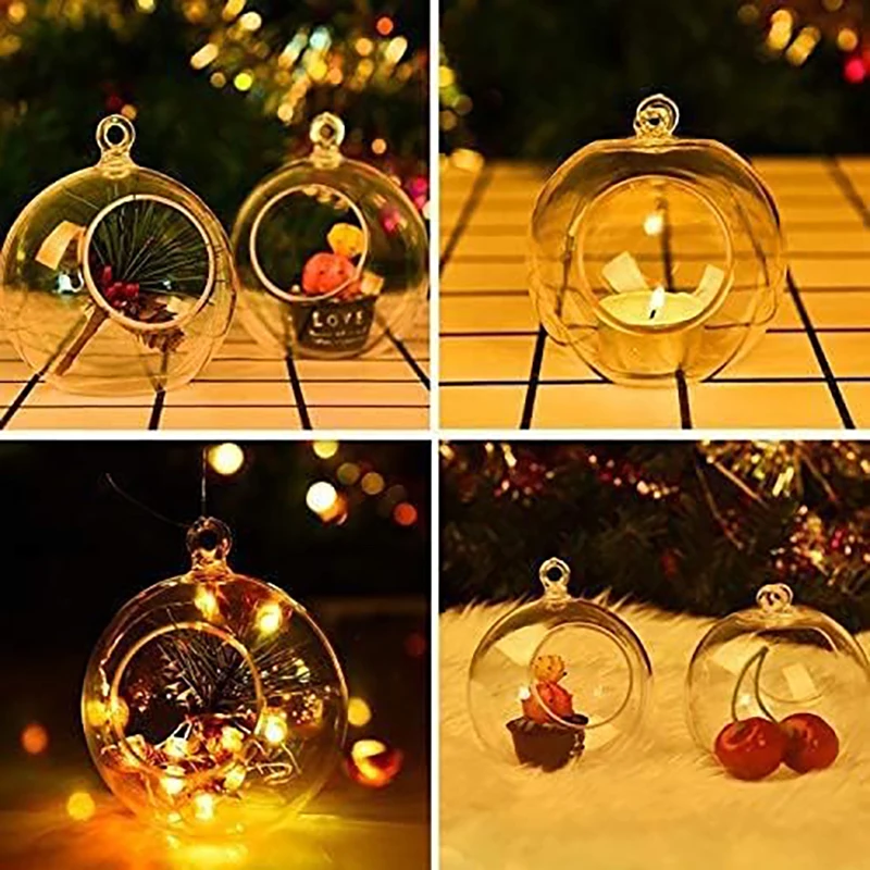 Hot Selling Elegant Clear Hanging Glass Ball Tealight Candle Holder