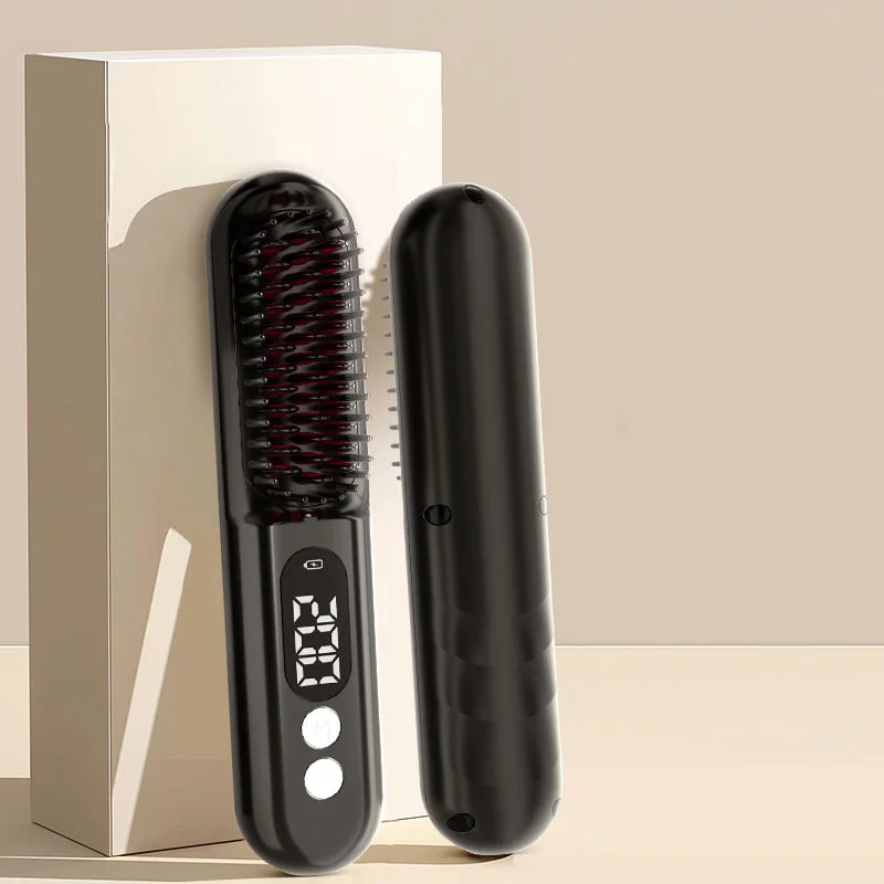 MESKY Cordless USB Rechargeable Ionic Hair Comb Fast Heating Mini Wireless Hair Straightener Brush