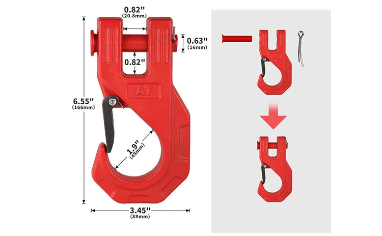 Hls Heavy Duty Drop Forged Winch Cable Hook 40cr G70 Towing Hook Clevis ...