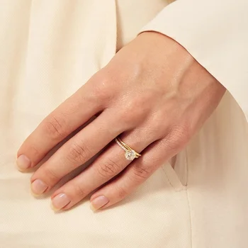China Supplier 8k diamond wedding ring diamond wedding ring band engagement ring in 916 gold