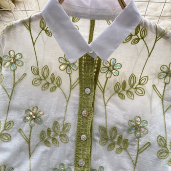 New Fashion Women Long Shirts Cotton Linen Stand Collar Retro Long Sleeve Button Cardigan Spring Summer Tops Casual Shirt