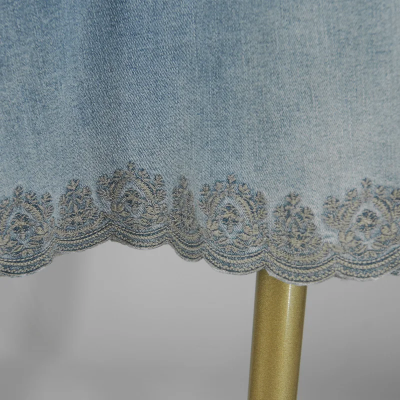 Women in Embroidered Wide-leg Jeans