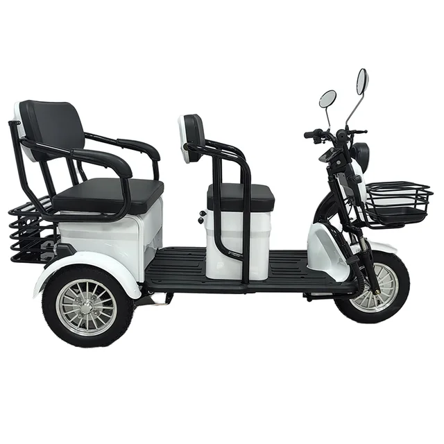 Promotion 3-seater adult electric tricycle white electric tricycle 300-10 large wheel electric tricycle