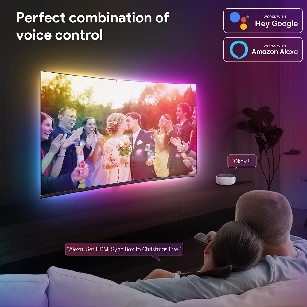 Edup Tv Led Backlight Tv Lights With Hd Sync Box For 5565 Inch Tv & Pc