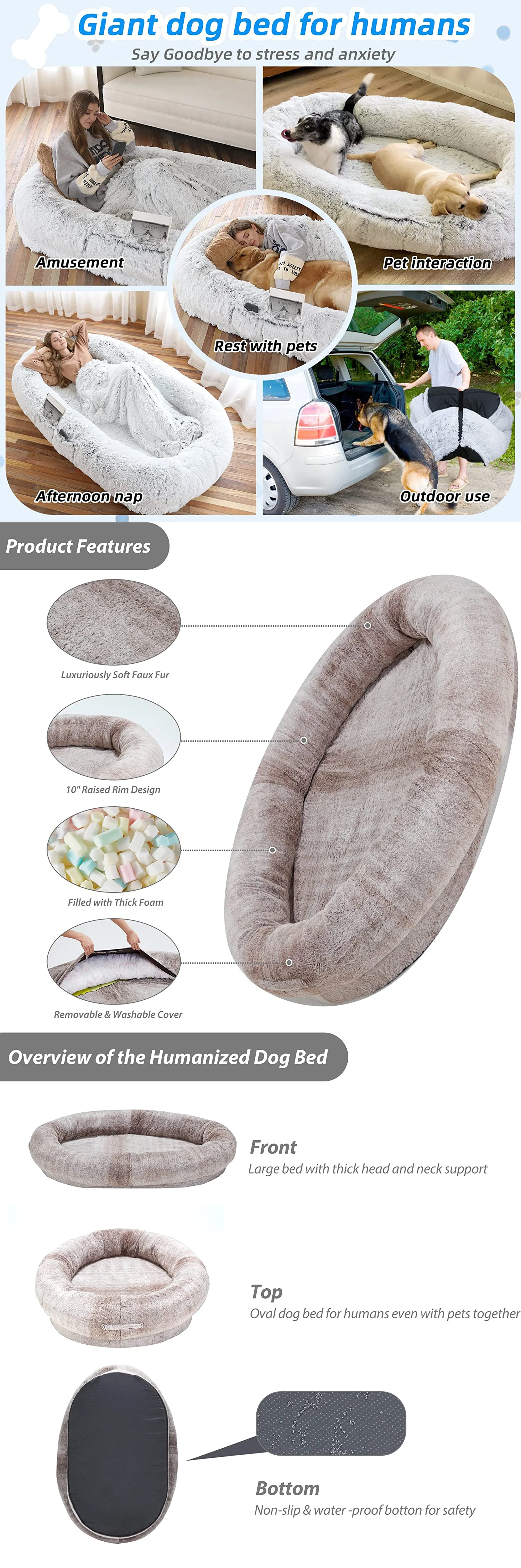 Customization Hot Sale Extra Large Dog Bed Big Oxford Human Size Dog