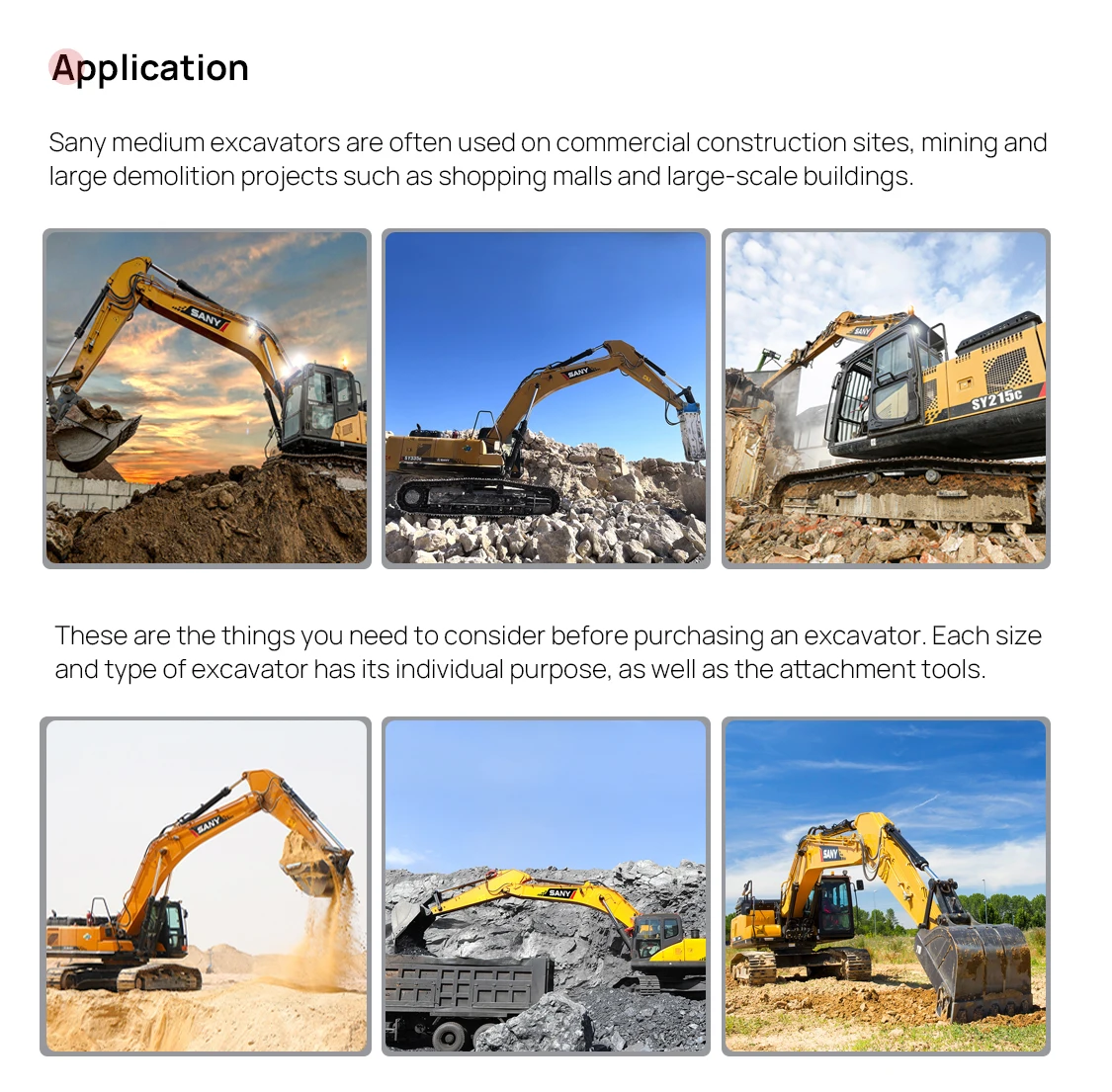 Sany Sy215c Commercial Construction Sites Construction Digger Crawler