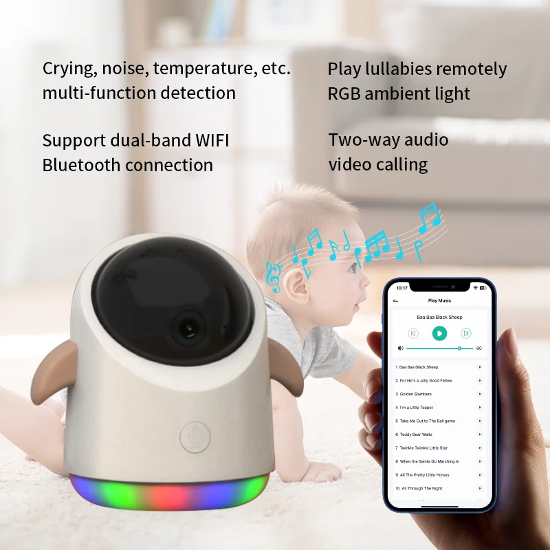Smart WiFi Baby Monitor 4.3 Inch 1080p Display HD NightVision Remote Pan Tilt Zoom 2-Way Talk Free Smart Phone App Baby Monitor