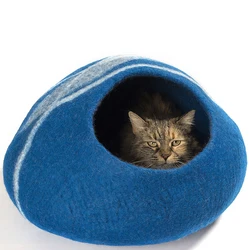 Cute Cat Kitten Cave Felt Nepal cat cave house wool premium Wool Felt Cat Bed NO 6