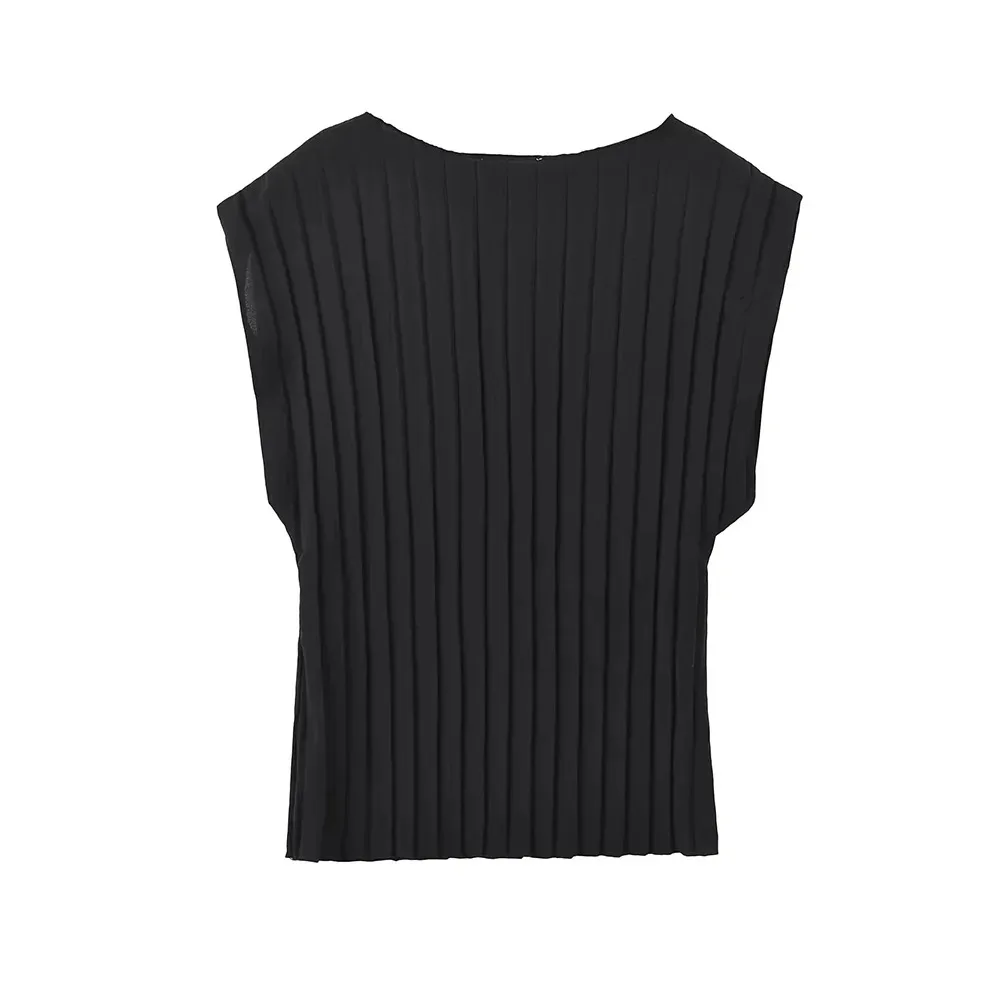 Pleated Asymmetric Halter Tank Tops and Straight Pants for Women Female Two Piece Sets