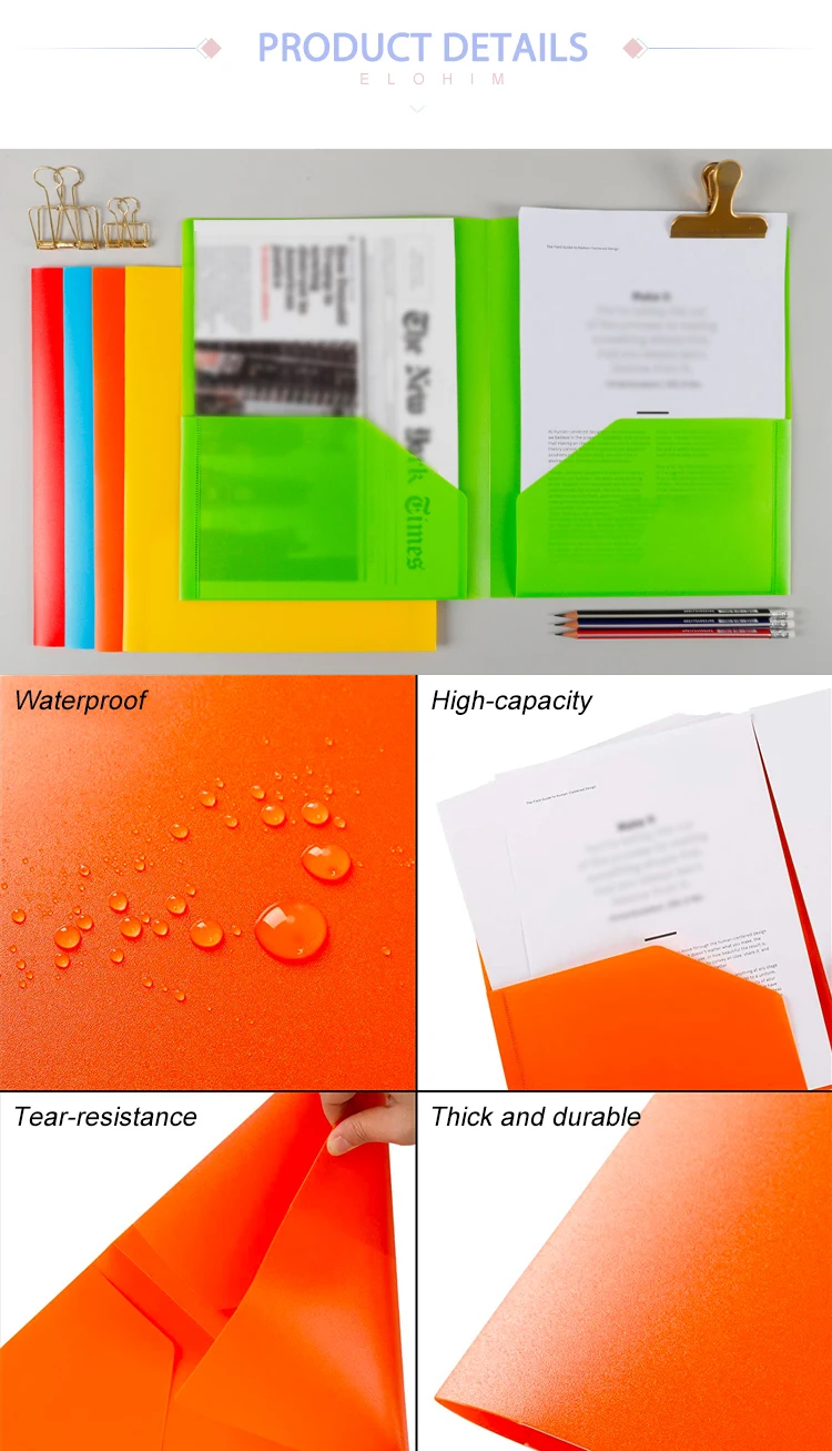 Wholesale Cheap Custom Colorful A4 PP Plastic 2 Pocket Document File ...