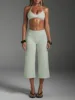 Yy244 cream green top + cropped wide-leg pants