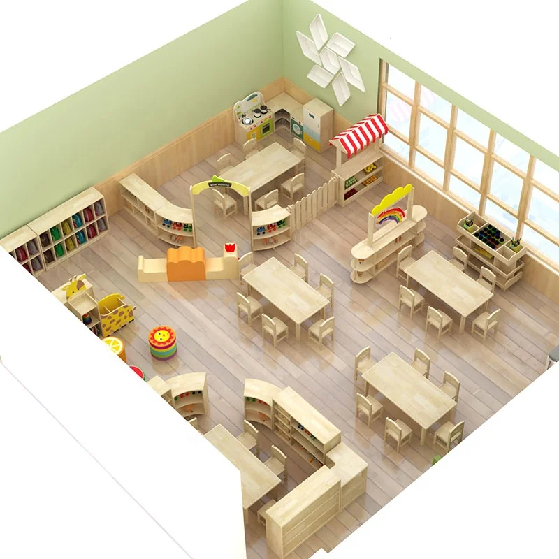 Moetry Canada Trending Daycare Roomscape Natural Wood Kindergarten School Furniture Free Design
