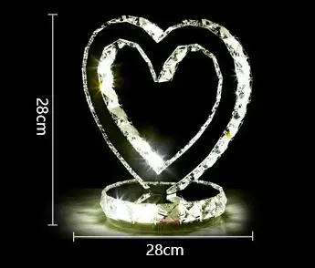 Heart-shaped table lamp simple decoration stainless steel crystal lamp bedroom table light living room LED lamp