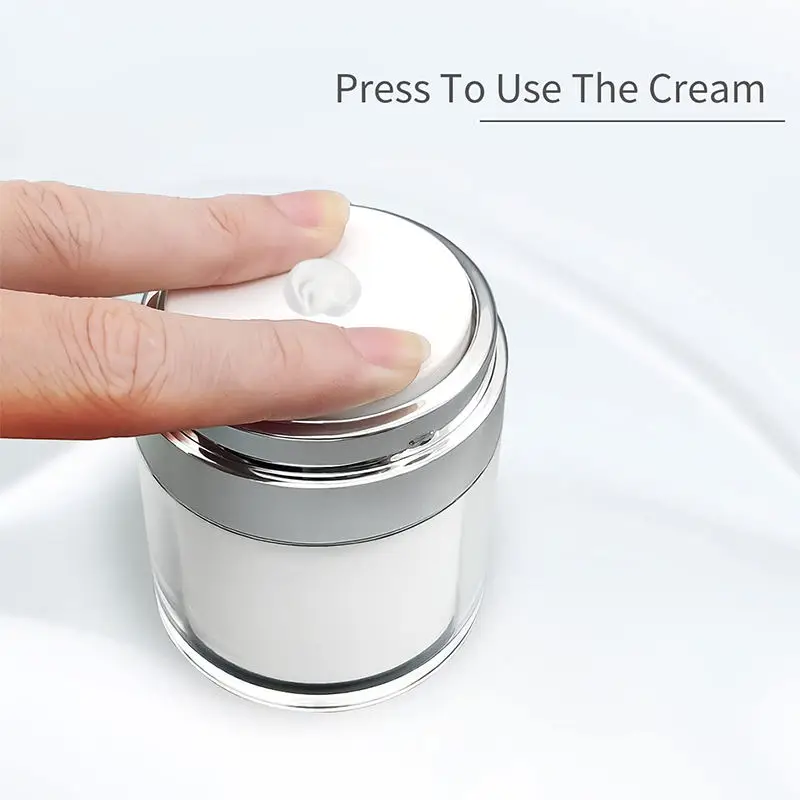 Plastic Cosmetic Packaging Empty Round Acrylic Airless Pump Jar Refillable Vacuum Bottle for Eye Cream and Skincare
