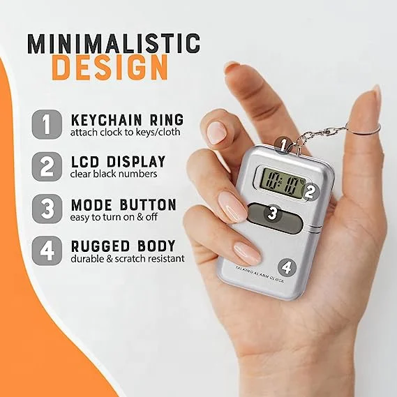 Talking Keychain Clock - Multilingual Time Announcements