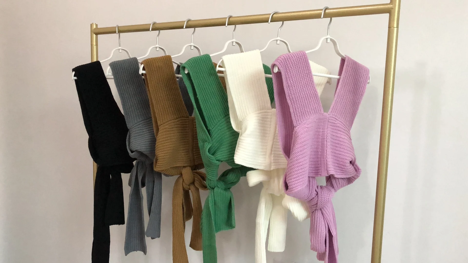 Solid Sexy Sleeveless Diy Colorful Changeable Lace up Bandage Woman Sweater  Designers Cropped Sweater Woman Tops Fashionable