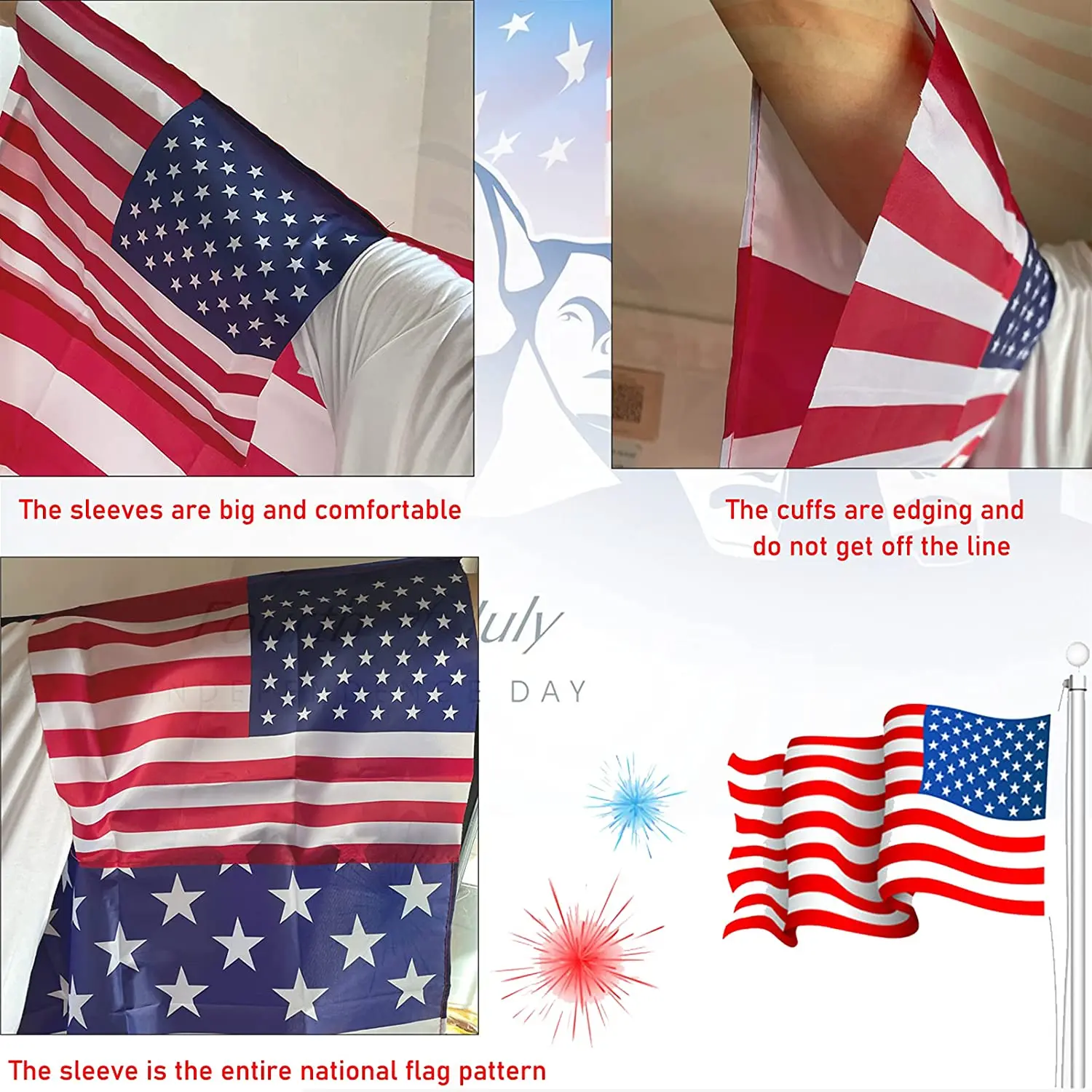 Promotional High Quality Different Kinds Polyester Campaign National US American Flag Cape National Body Flag