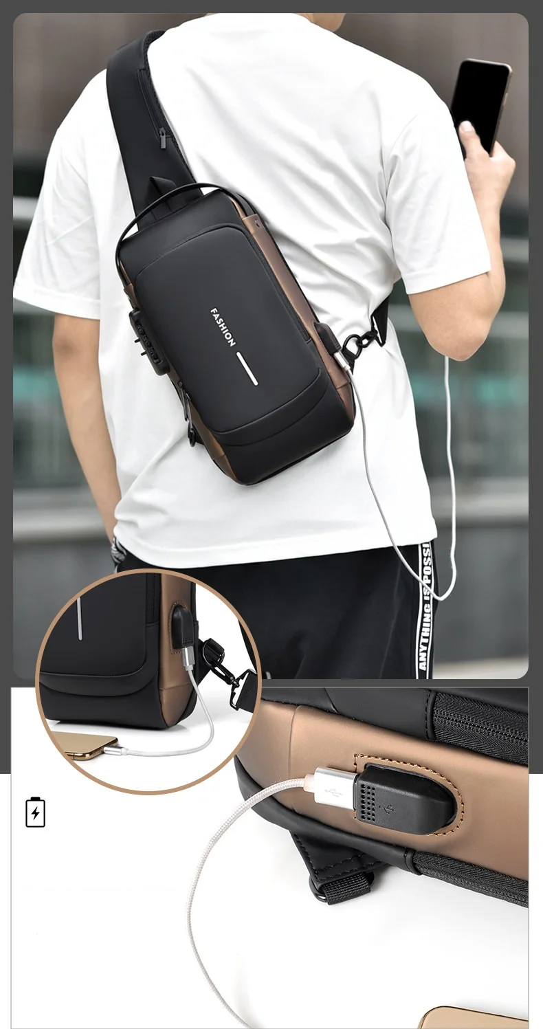 Fashion Hot Selling,Large Capacity Cross-body,Chest,shoulder Bags,backpacks Clutch Wallets With Combination Lock for Men