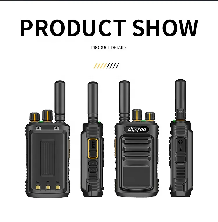 Chierda CD11 5W Power 3 4 5 km Type-C Charger UHF VHF 16 Channels Two Long Antennas 1200mAh 1800mAh Compact Walkie Talkie
