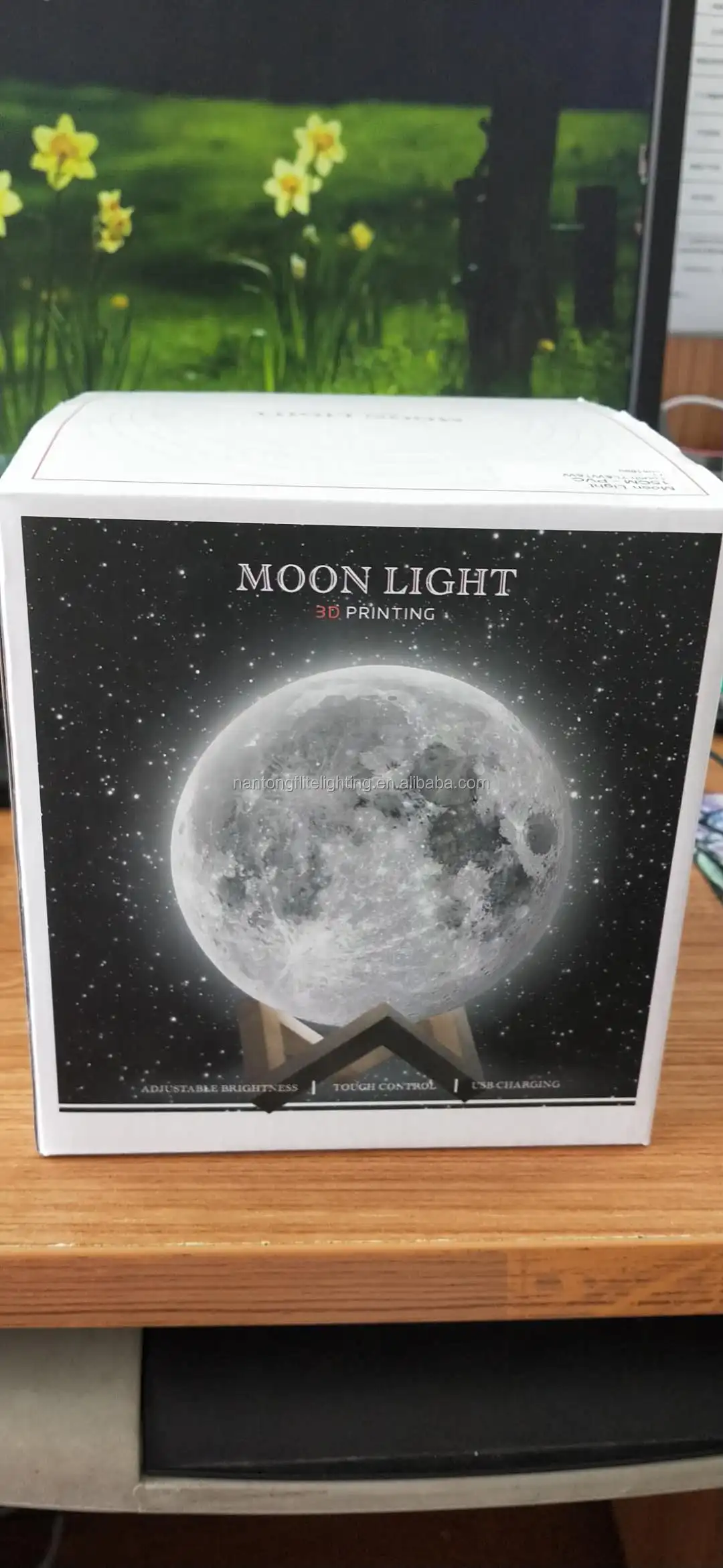 Moon Lamp 3 Colors Dimmable with Tap Control Rechargeable Inch Lunar Light Home Decorative Night Light
