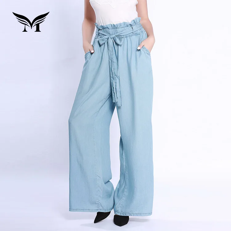 Made in China Custom Soft Holiday Wide Leg Side Pocket Flapper High Waisted Trousers Pants for Women