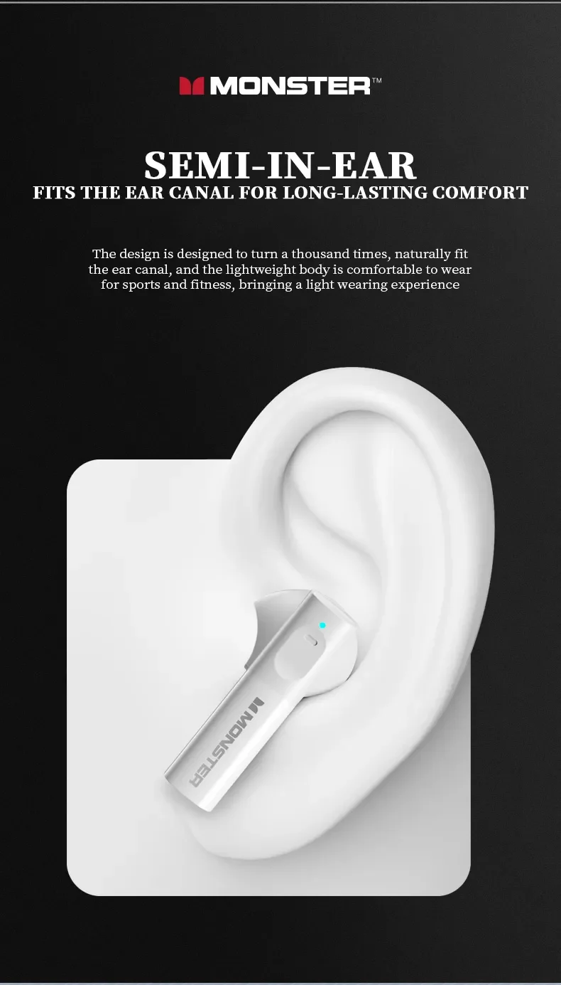 Monster Airmars XKT03 Earbud Gaming In-ear Earphone True Headphone Wireless ANC Call Noise Cancelling Wireless Headphones