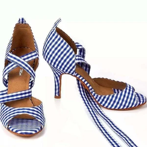 Women's Latin Dance Shoes High Heel Breathable Indoor Ballroom Dancing Competition Shoes Adult Stage Performance Shoes