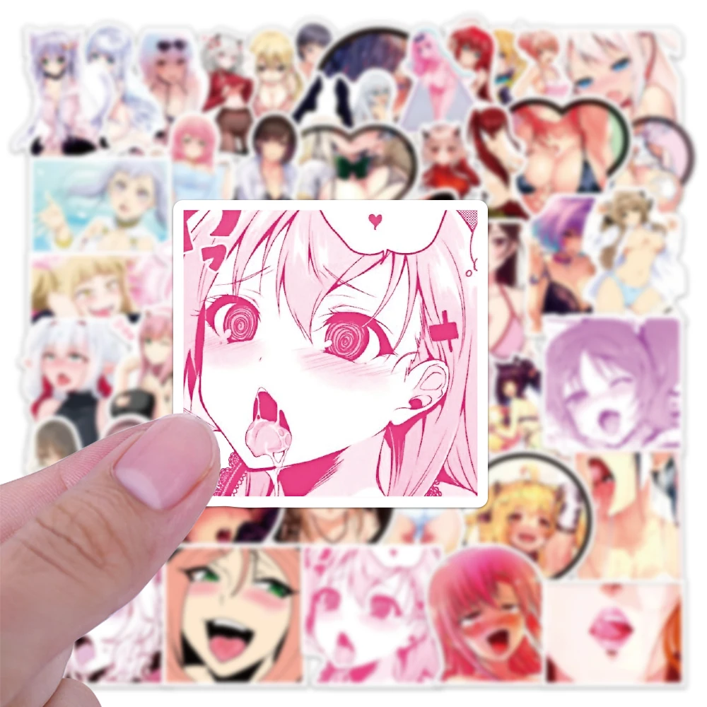 Ahegao Сексуальная аниме девушка наклейки для взрослых мужчин и женщин черный и белый бутылка воды компьютер мобильный телефон мотоцикл скейтборд кровать