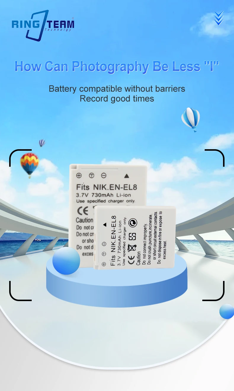 3.7V 730mAh EN-EL8 Camera Battery Lithium-ion Battery ENEL8 for Nikon Coolpix-S50 Coolpix-S50c Coolpix-S51c Coolpix-S52 Cameras factory