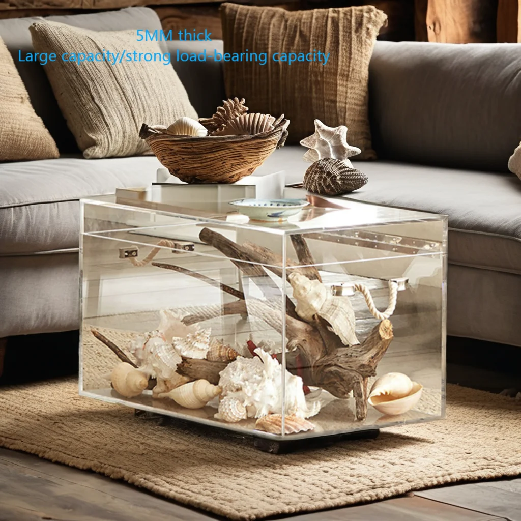 Jihong Customizable Luxury Transparent Glass Toy Box Wholesale Acrylic Luggage Side Table Home Villa Outdoor Living Room Hall