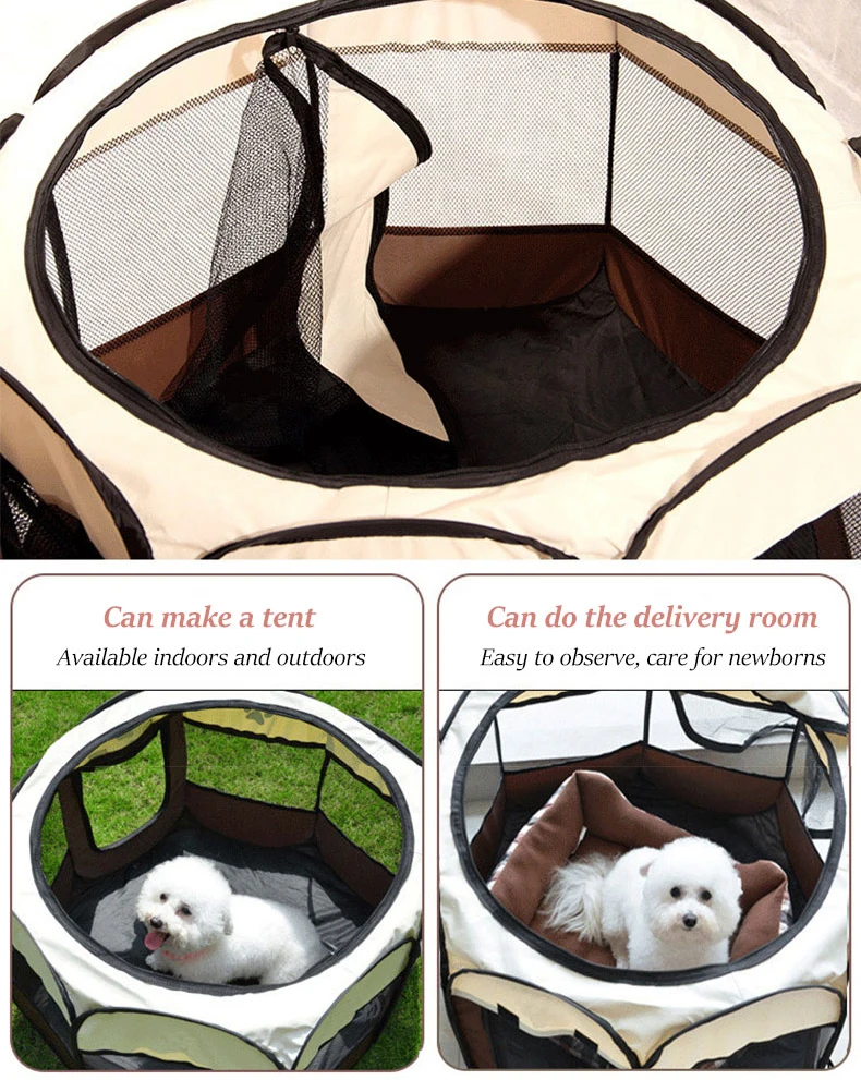 Portable Folding Pet Tent Dog House Octagonal Cage For Cat Tent Playpen Puppy Kennel Easy Operation Fence Outdoor Big Dogs House supplier