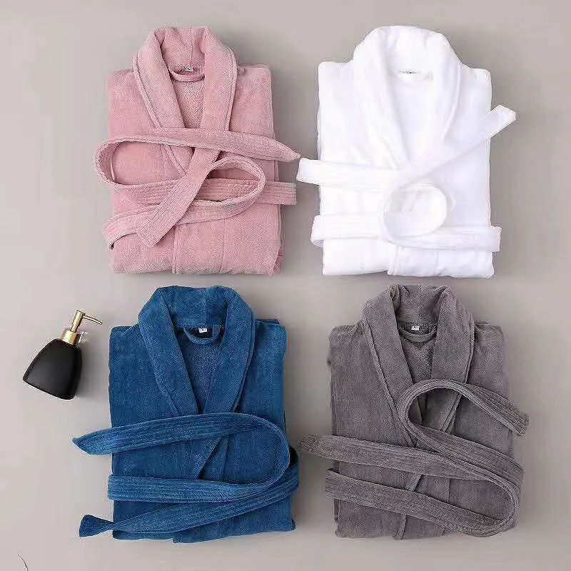 Hooded Terry Cloth Robes Women Plaid Pattern Bathrobe Robe 2023 Men's Sleepwear 100% Cotton Hotel wholesale Bathrobe