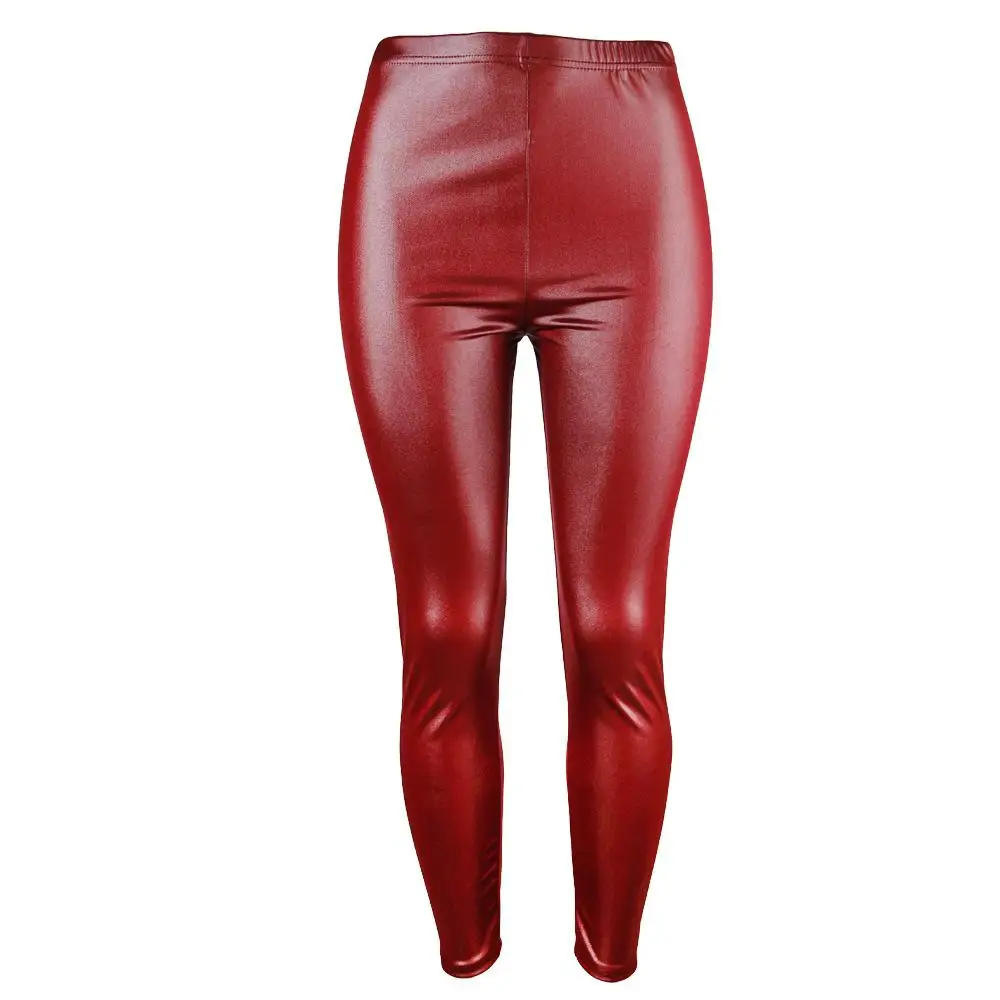 Wholesale Plus Size Faux Leather Leggings Women Black Red Shiny ...