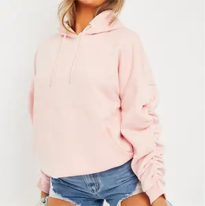 ADYABY Women's Winter Cotton Casual Hoodie Custom Logo Embroidery Streetwear Pink Long Sleeves Fashion Pullover