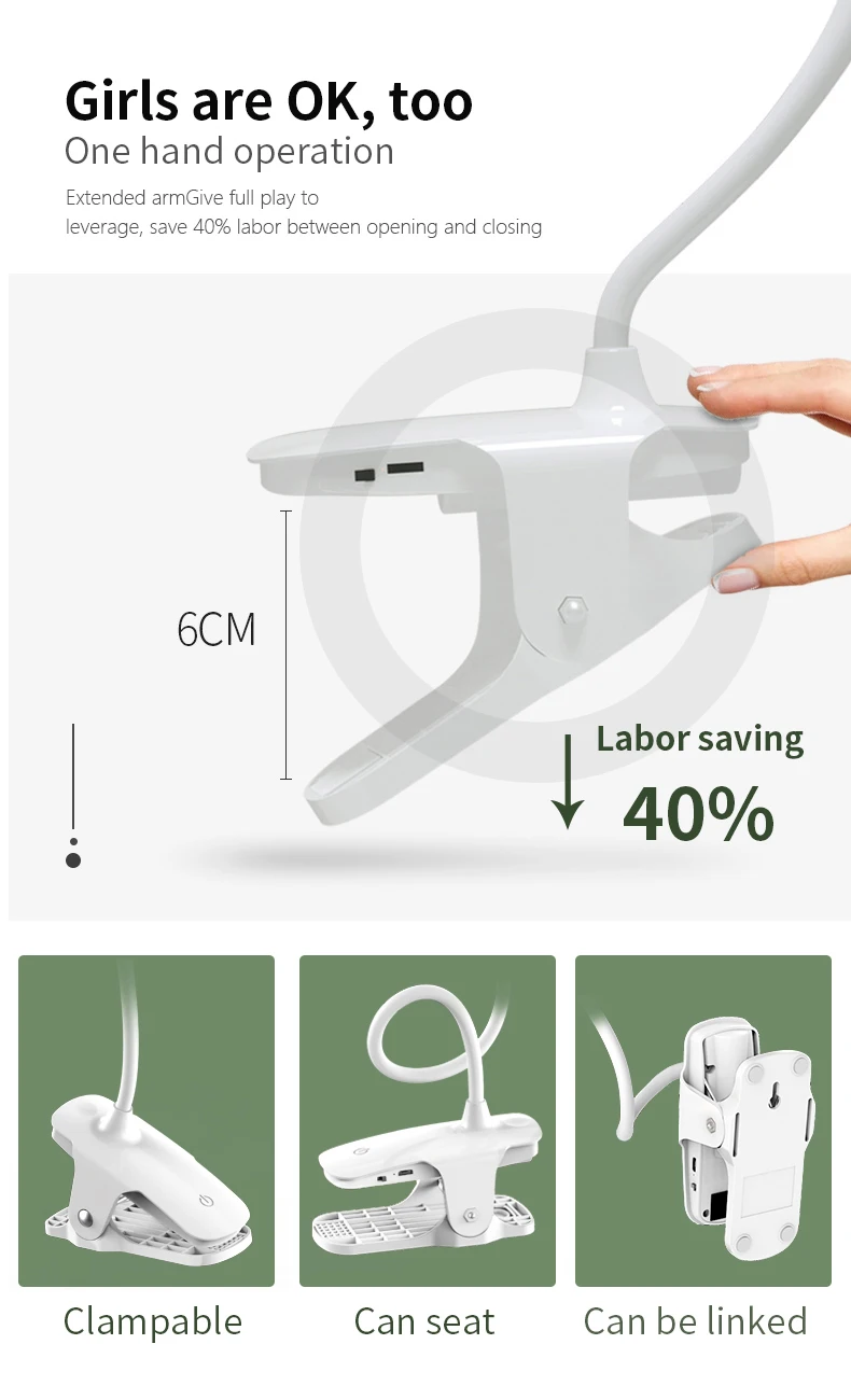 Cold light minimalist led reading desk lamp bedroom desk lamp desktop study creative clip small table lamp