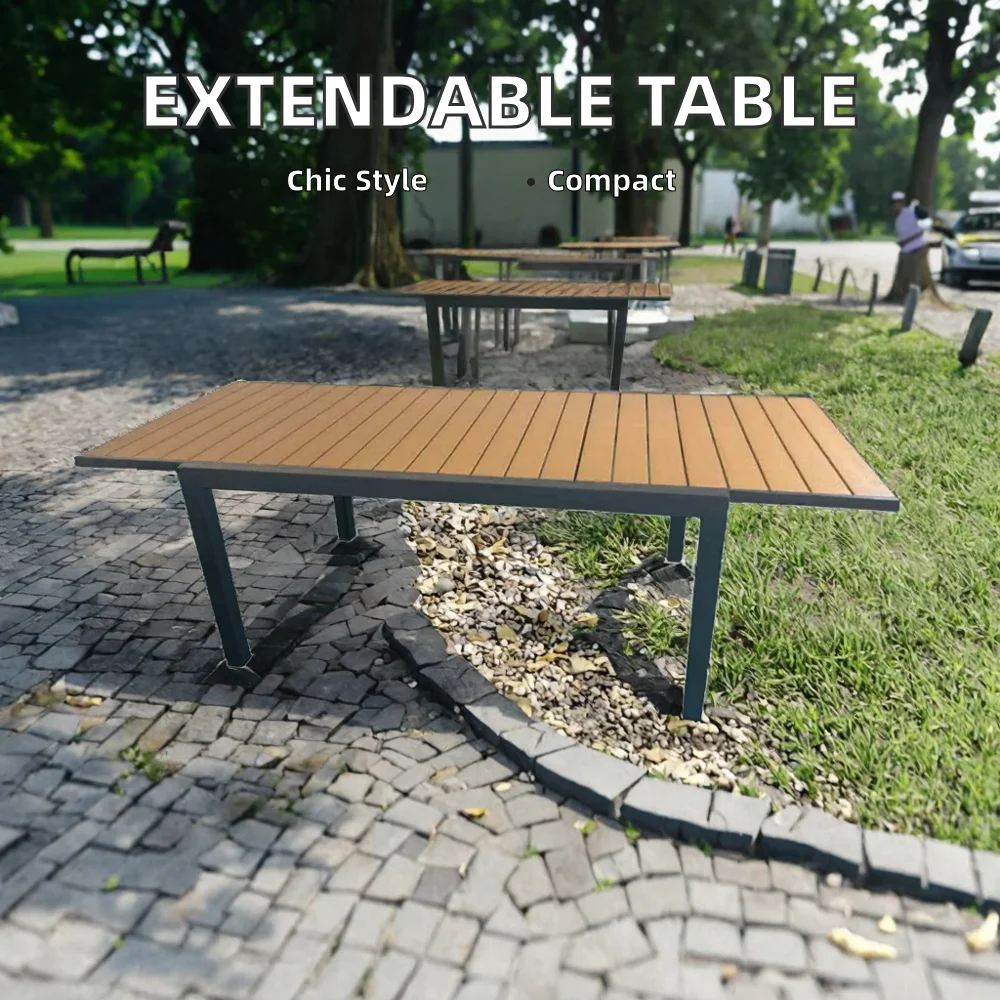 Modern Extendable Aluminium WPC Dining Table Weather Resistant ...