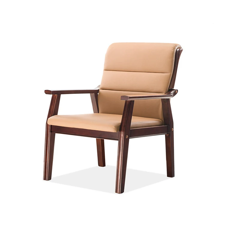 Solid Wood Office Chair in Buff Leather – Classic Antique Design