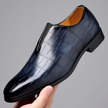 Men's Breathable British Style Business Shoes Fashion Classic Men Dress Black Flat Pu Leather Shoes for Men Loafer Shoes