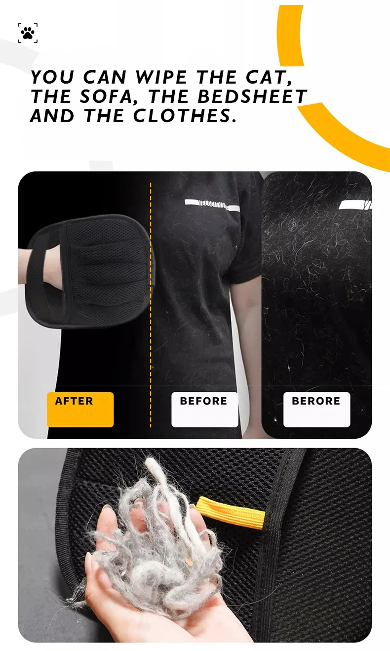 Pet Electrostatic Hair Removal Gloves Two-way Brush Sticky Hair Removal Tool for Cats and Dogs Pet Gloves Cat Hair Cleaning supplier