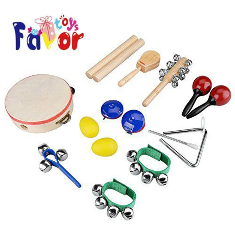 10 Types Orff Percussion Instruments Wooden Musical Toys For Kids 