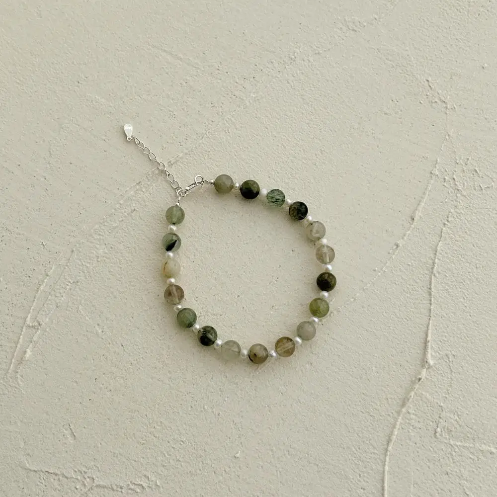 KAKODIY Religious Special Style 925 Sterling Silver Jewelry Natural Green Hair Crystal Freshwater Pearl Bracelet detail 8
