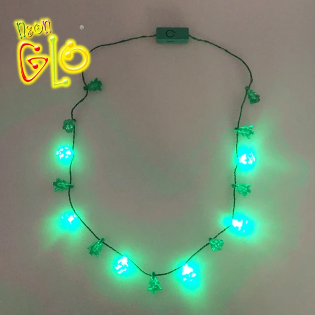 Hot sale christmas light 6 LEDs green light up christmas necklace