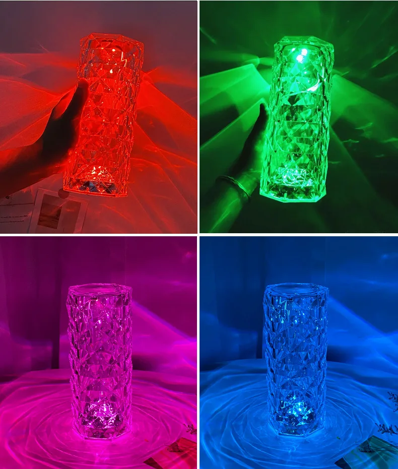 Crystal Table Light Touch Change Color Desk Lamp Night Light For Living